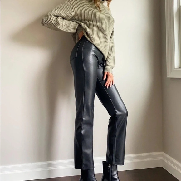 Aritzia Wilfred vegan leather pants straight leg 21206 - Picture 1 of 14